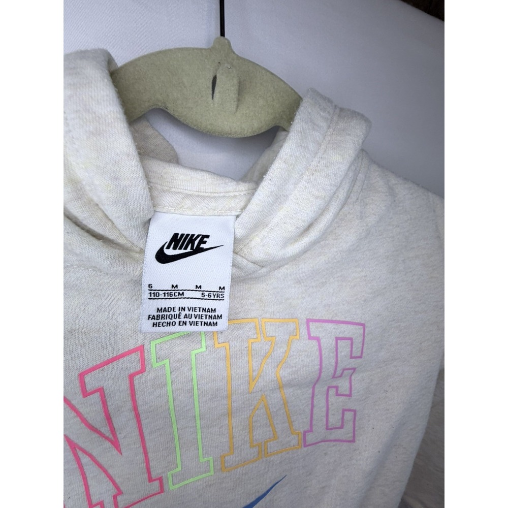 Nike Girls Gray Pullover Hoodie Size 6 Long Sleeve Graphic Print Logo - Picture 5 of 10